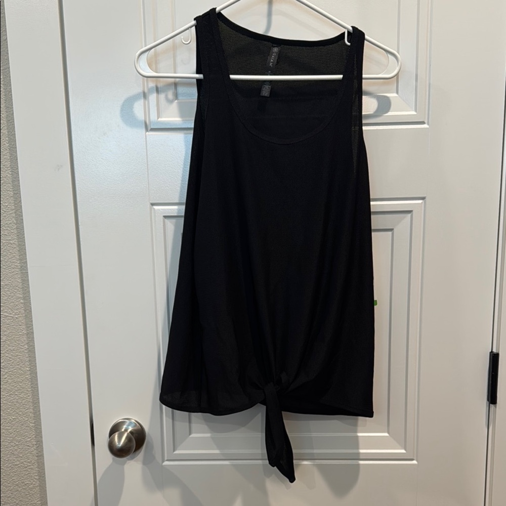 GAIAM Black Tie Front Sleeveless Tank